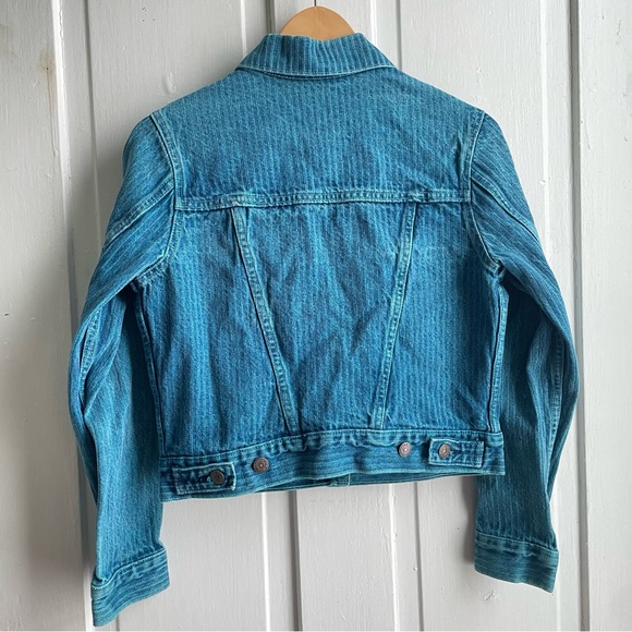 Vintage Rare 70s Over-dyed Blue Teal Pinstripe Type III Levi’s Denim Jacket - Picture 5 of 8